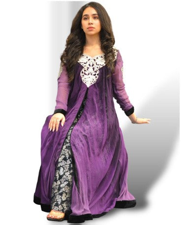 Anarkali Frock with Jamawar Under Shirt and Embellished Back and Sleeves