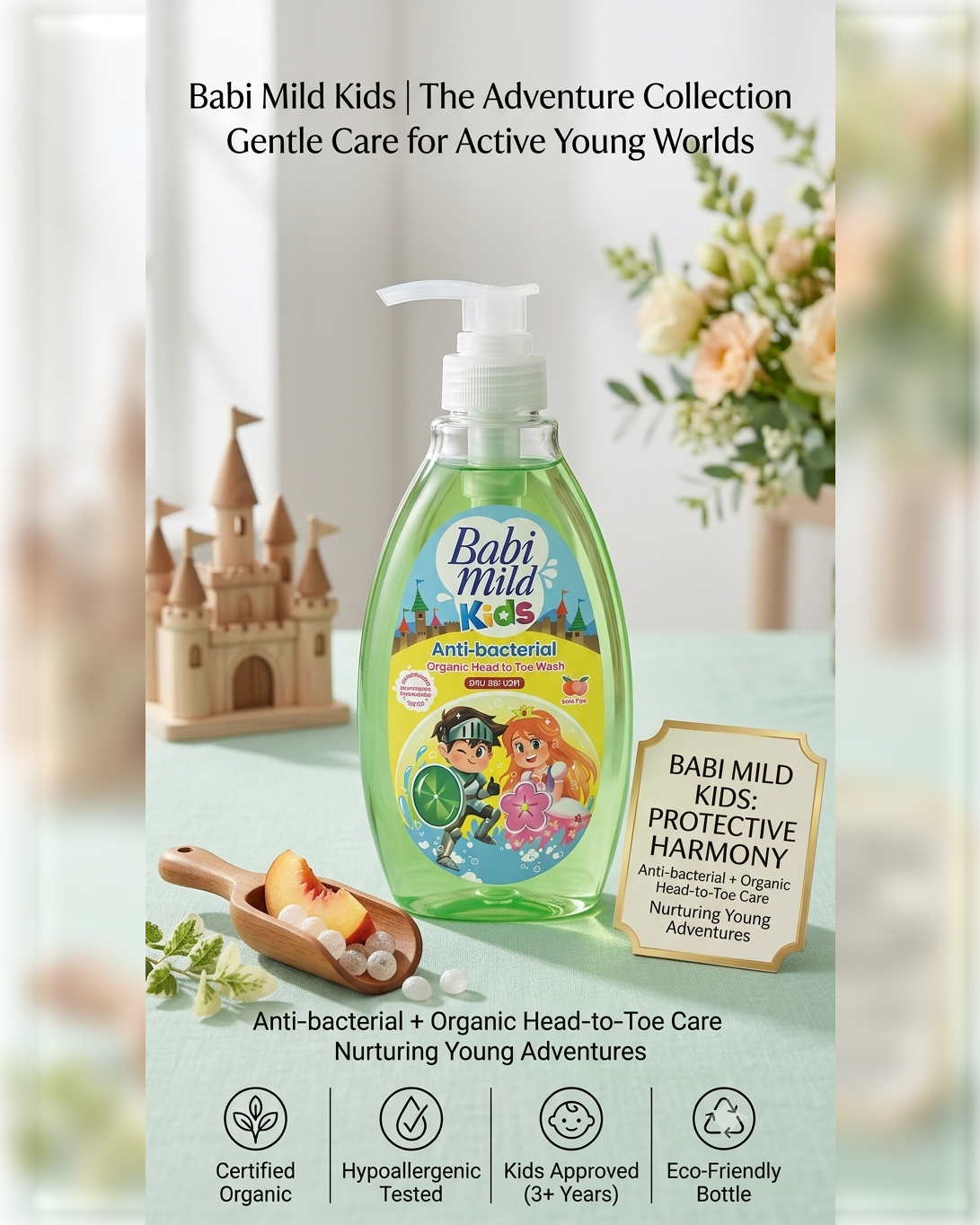 Babi Mild Kids Anti-Bacterial Organic Head-To-Toe for newborn — Peekaboo