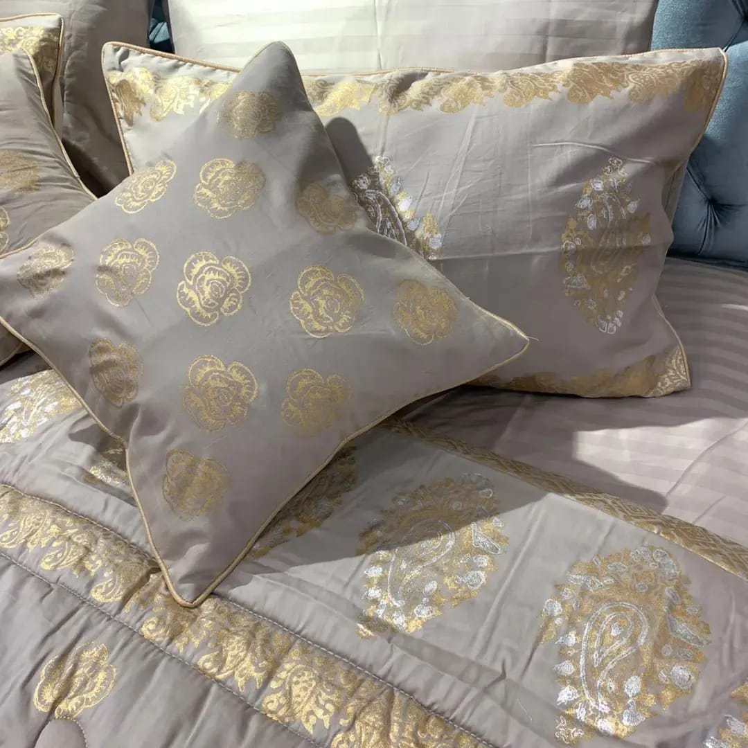 Block print gold and beidge