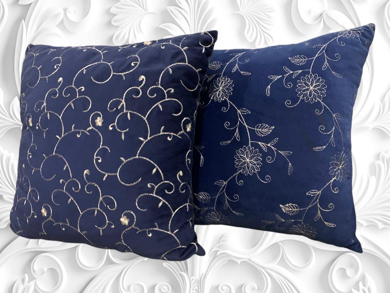 Blue velvet cushion