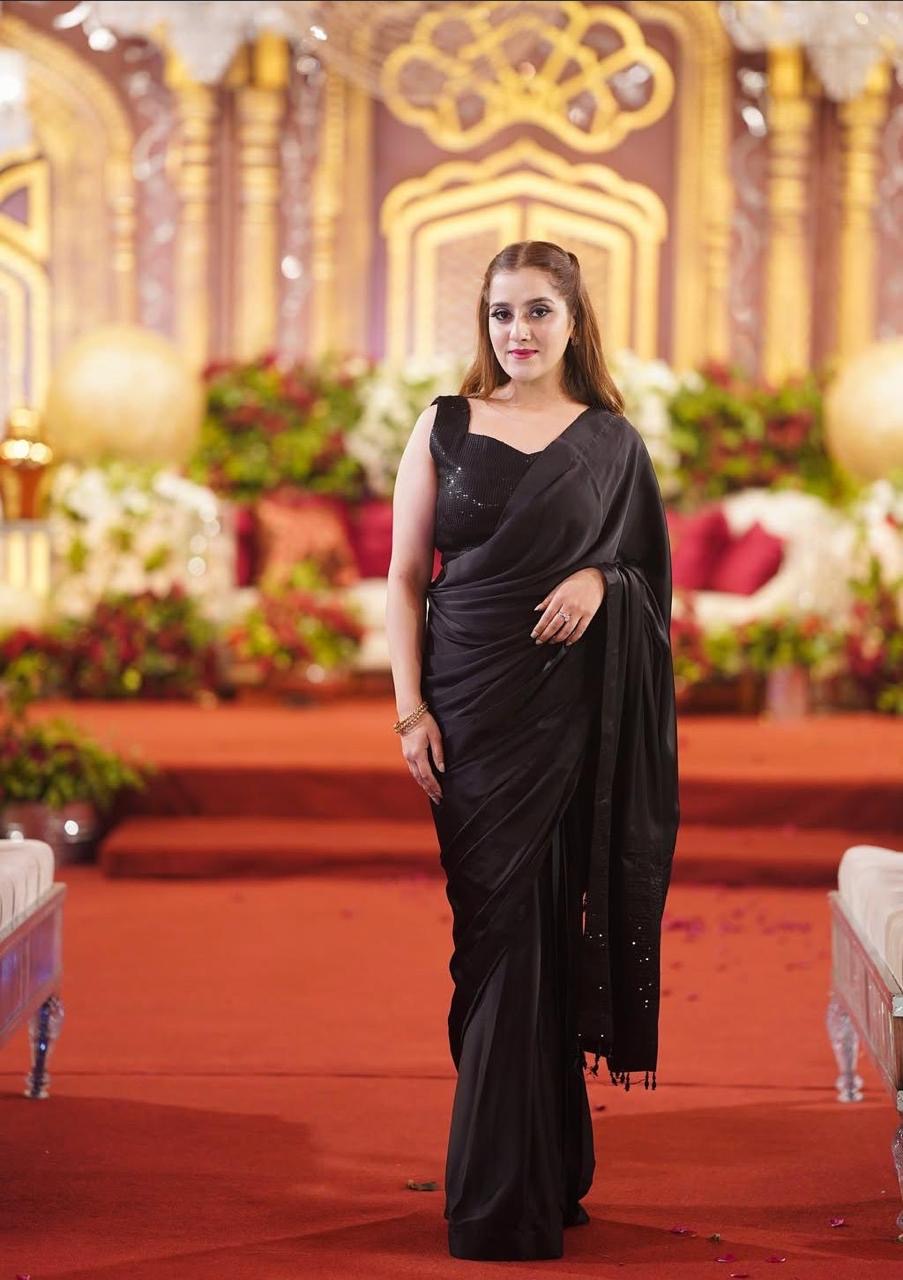 Black Saree with Sequined blouse