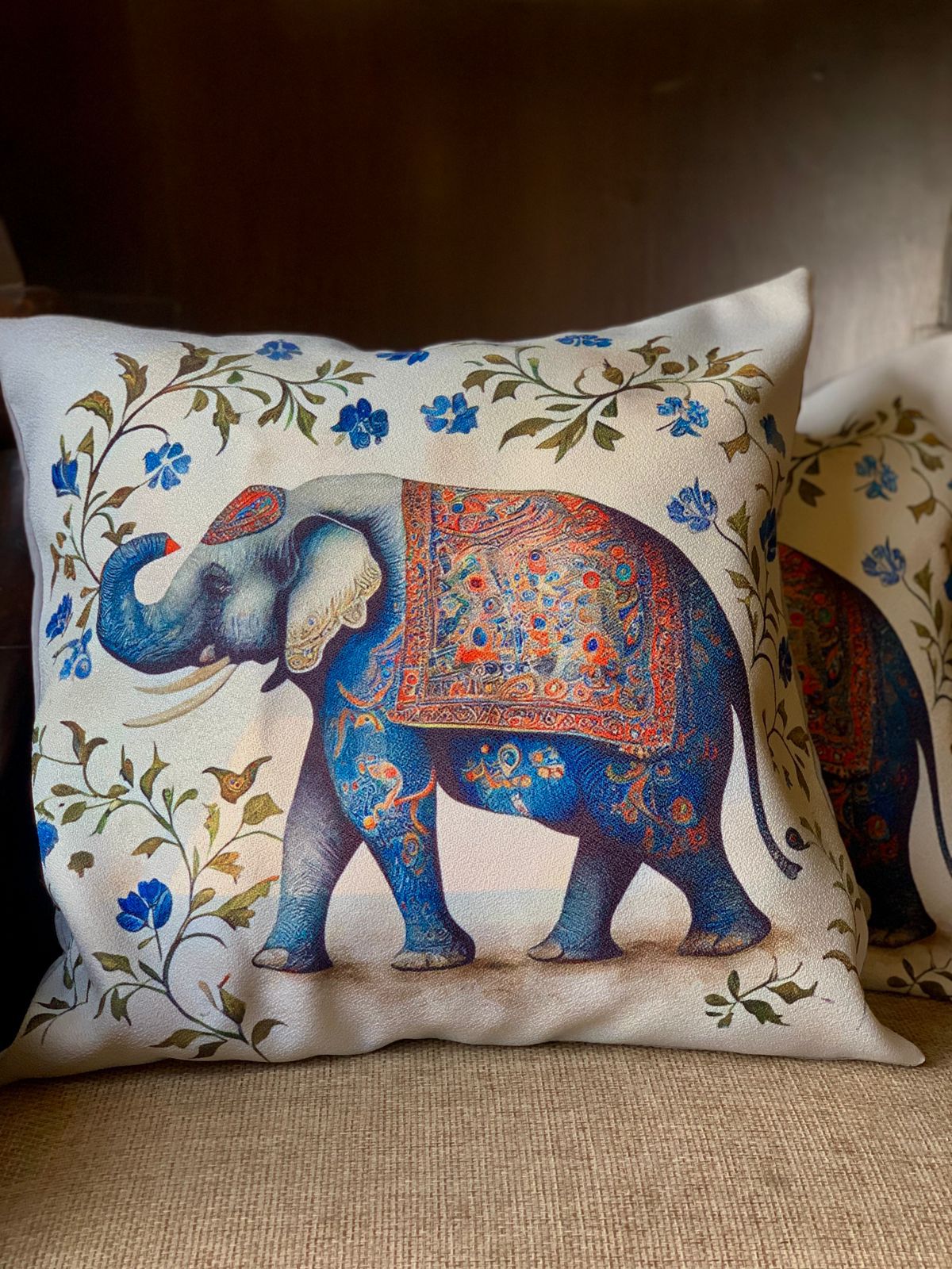 Digital printed elephant cushion